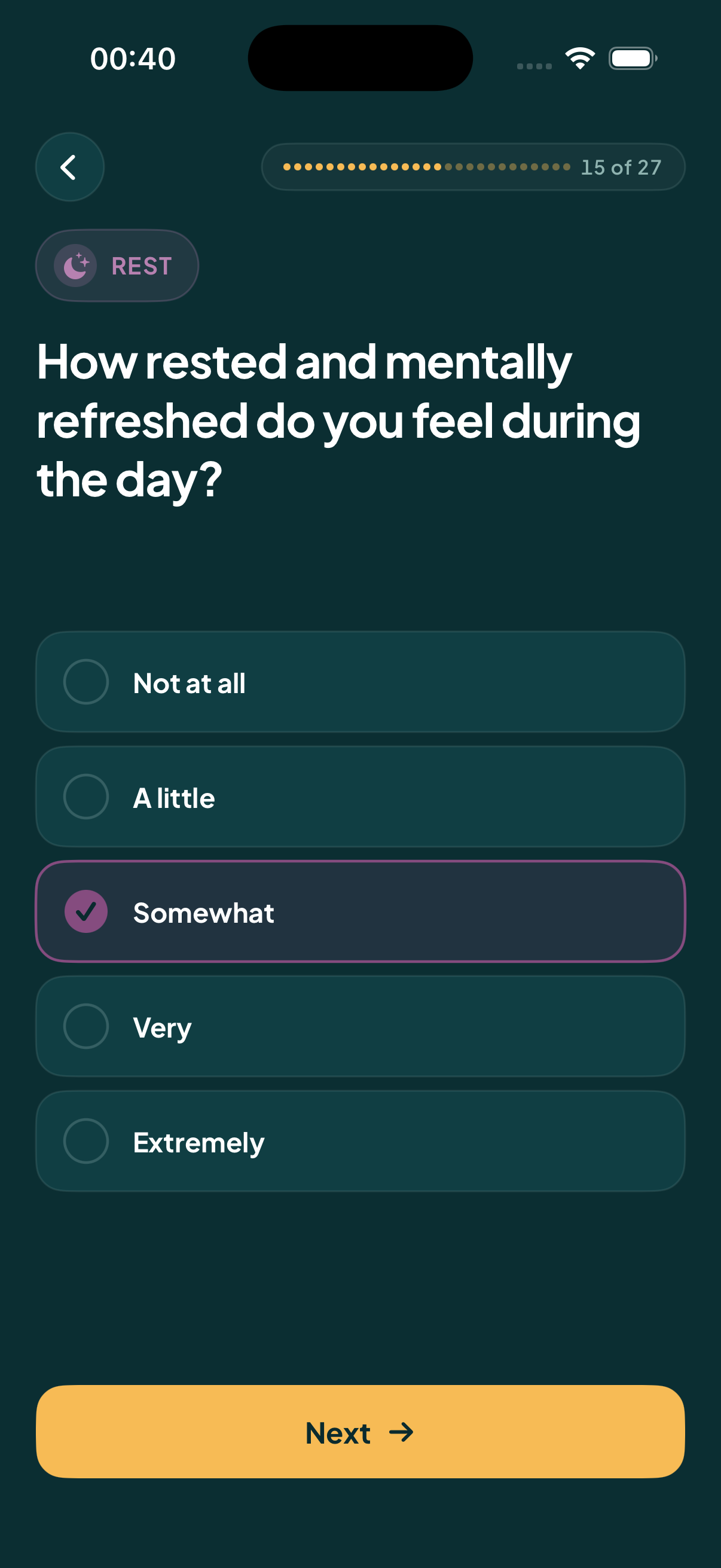 A short, honest set of questions across the seven wellness domains.