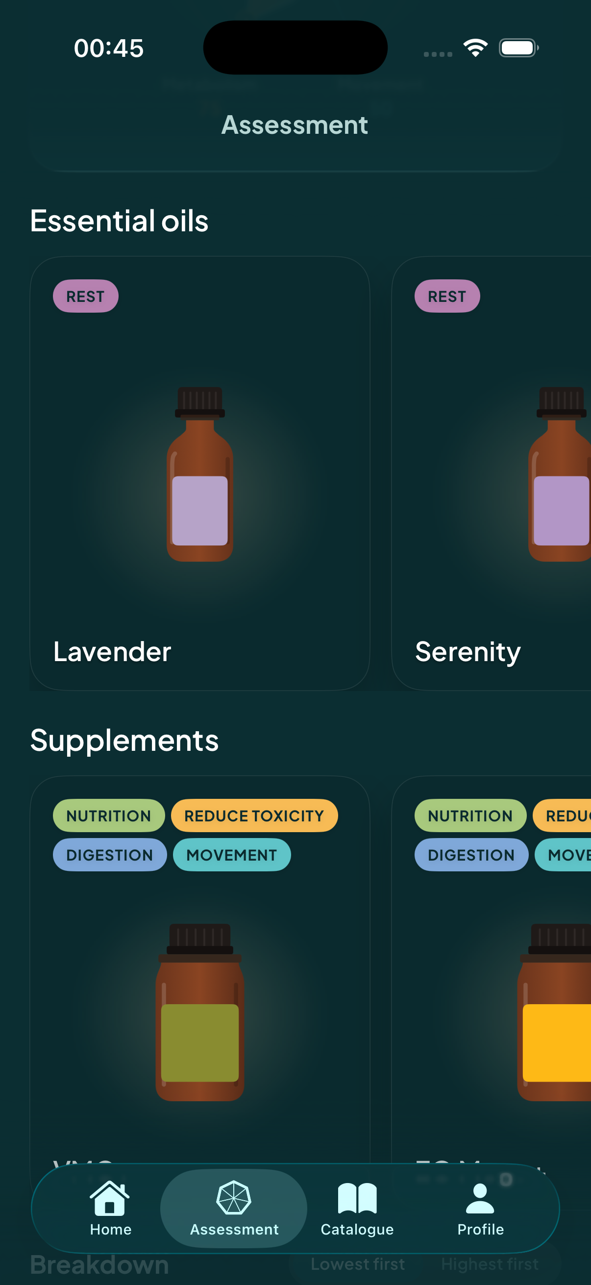 Personalised essential oil and supplement recommendations.